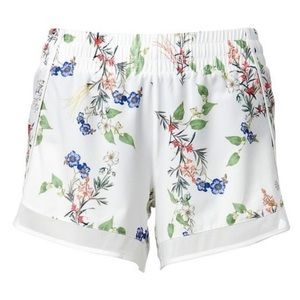 Athleta White Floral Mesh Racer Run Shorts - Small